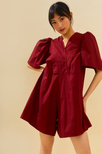 Poppy Romper | Maroon